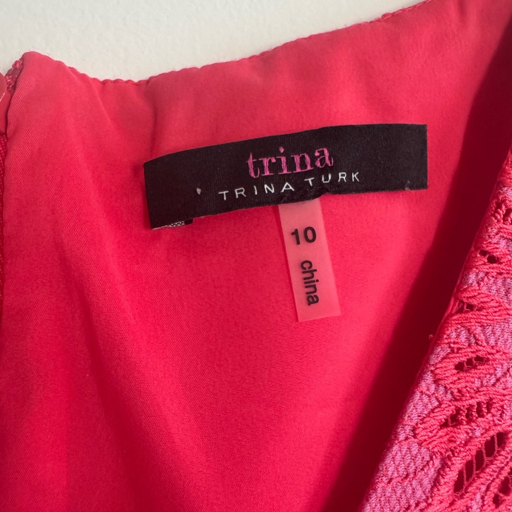 Trina Turk Hot Pink Floral Lace Mini Dress - Picture 3 of 8